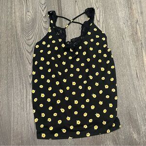 Blumin Apparel Cami Top Lace V Neck Sleeveless Floral Black Size 2XL